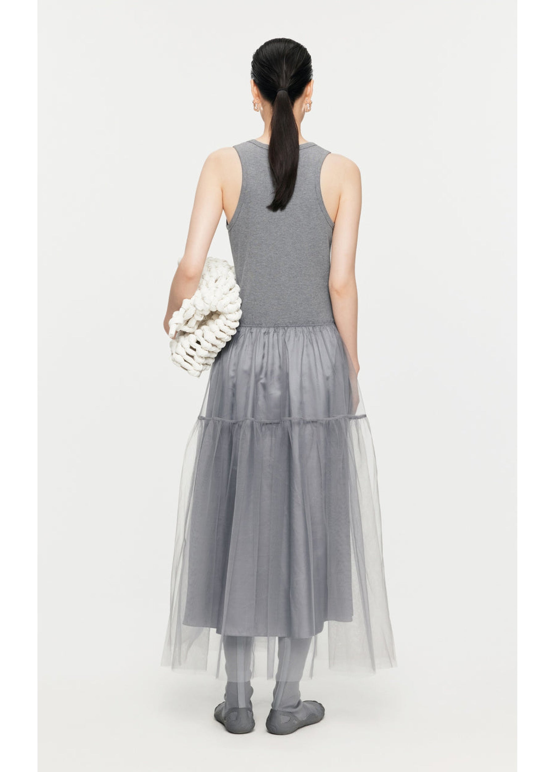 JNBY tulle-inserts midi dress