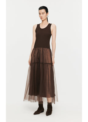 JNBY tulle-inserts midi dress