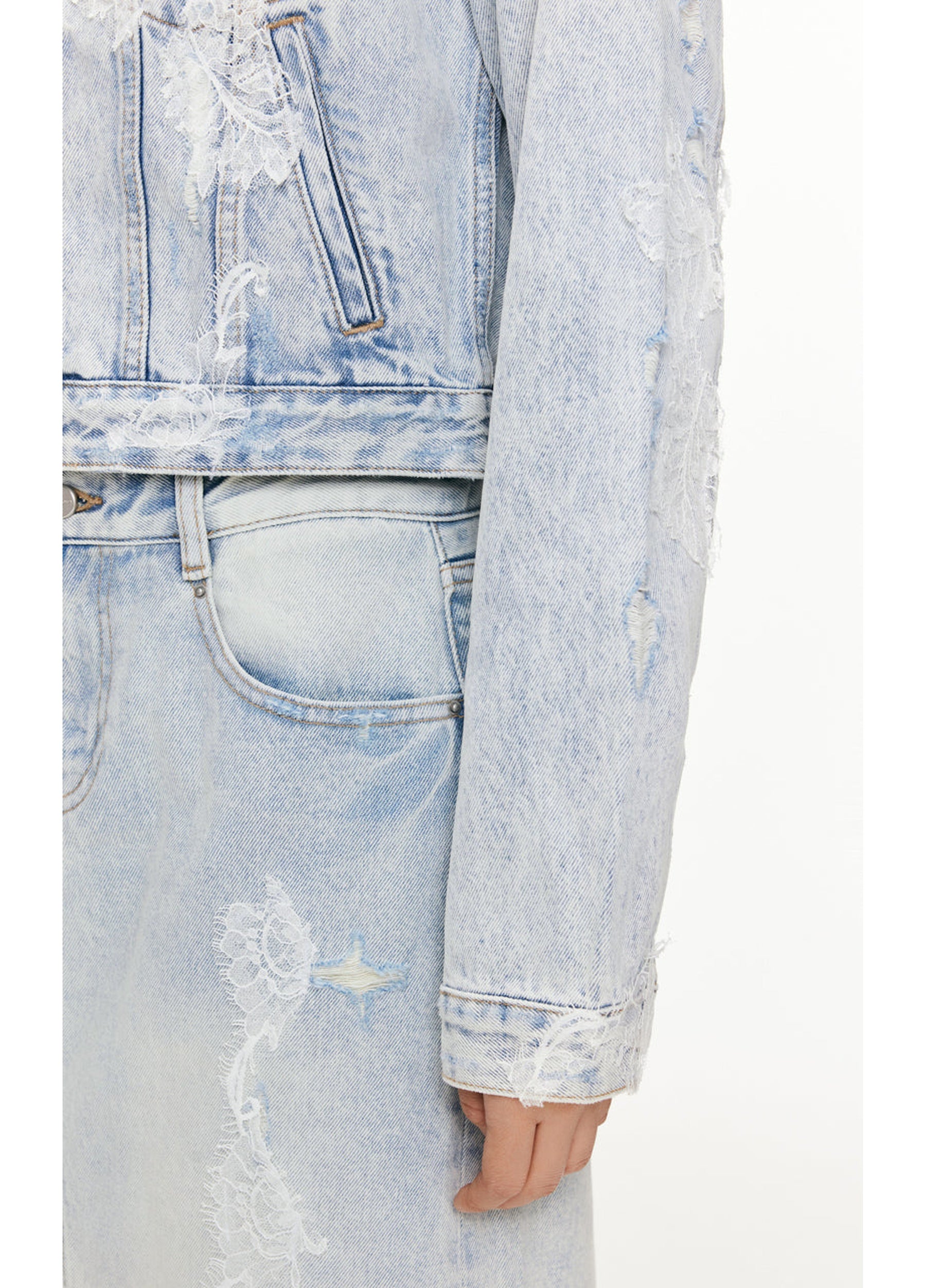 JNBY Lace patchwork denim jacket