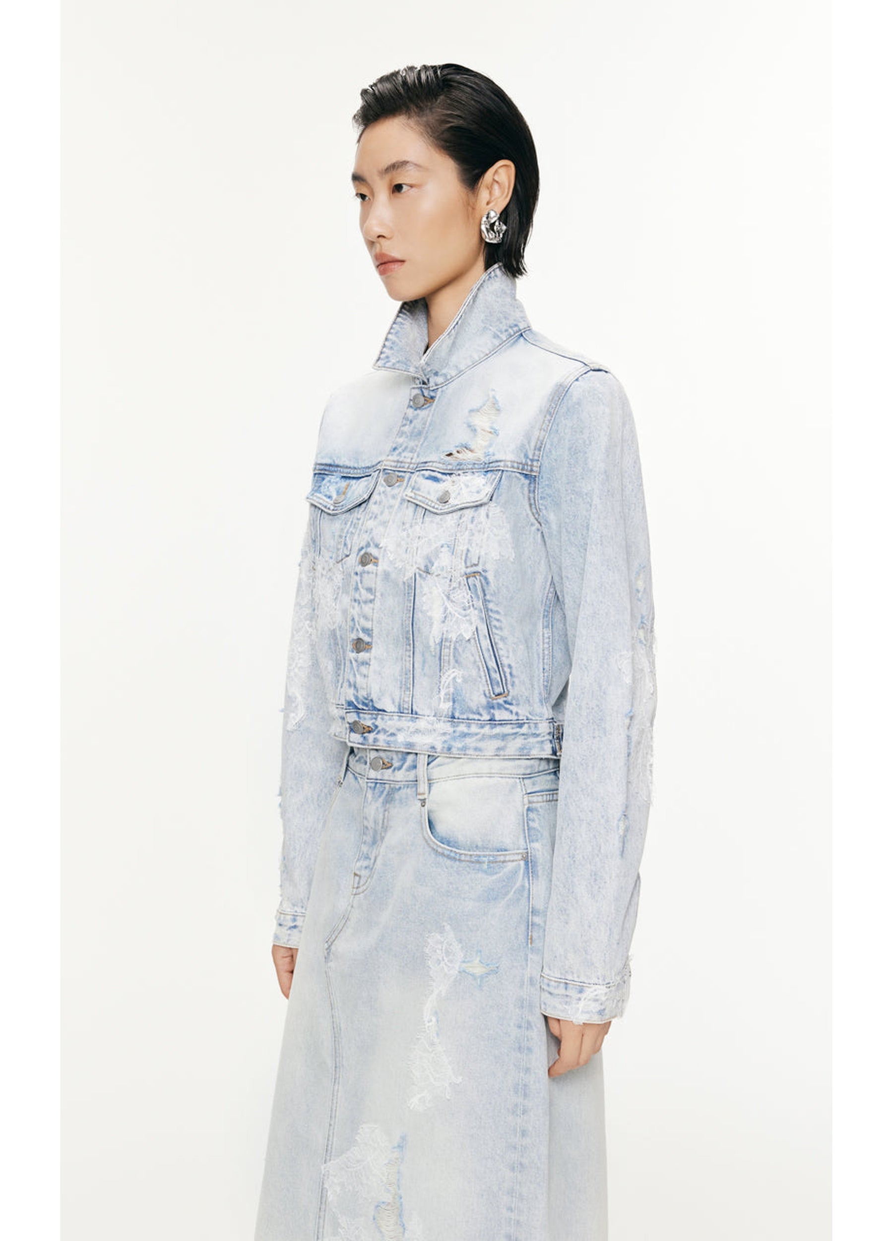 JNBY Lace patchwork denim jacket