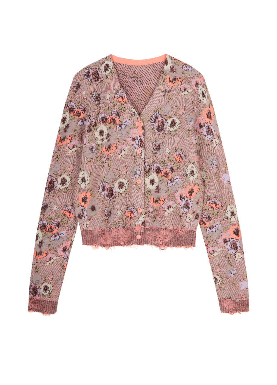 JNBY floral pattern knitted cardigan