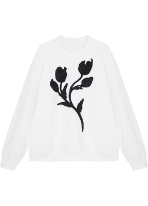 JNBY Womens Plush Flower Silhouette Hoodie