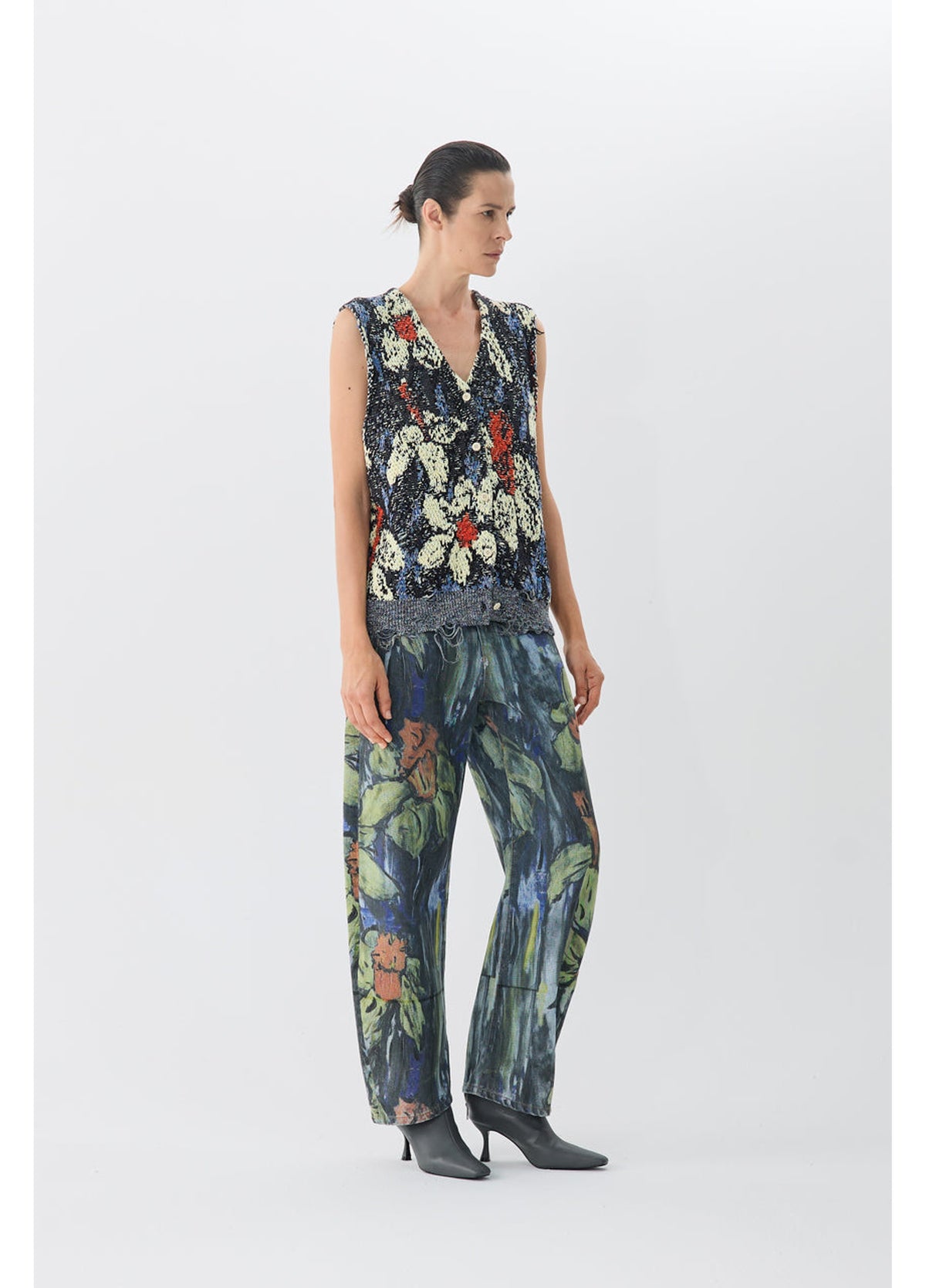 JNBY floral pattern casual banana pants