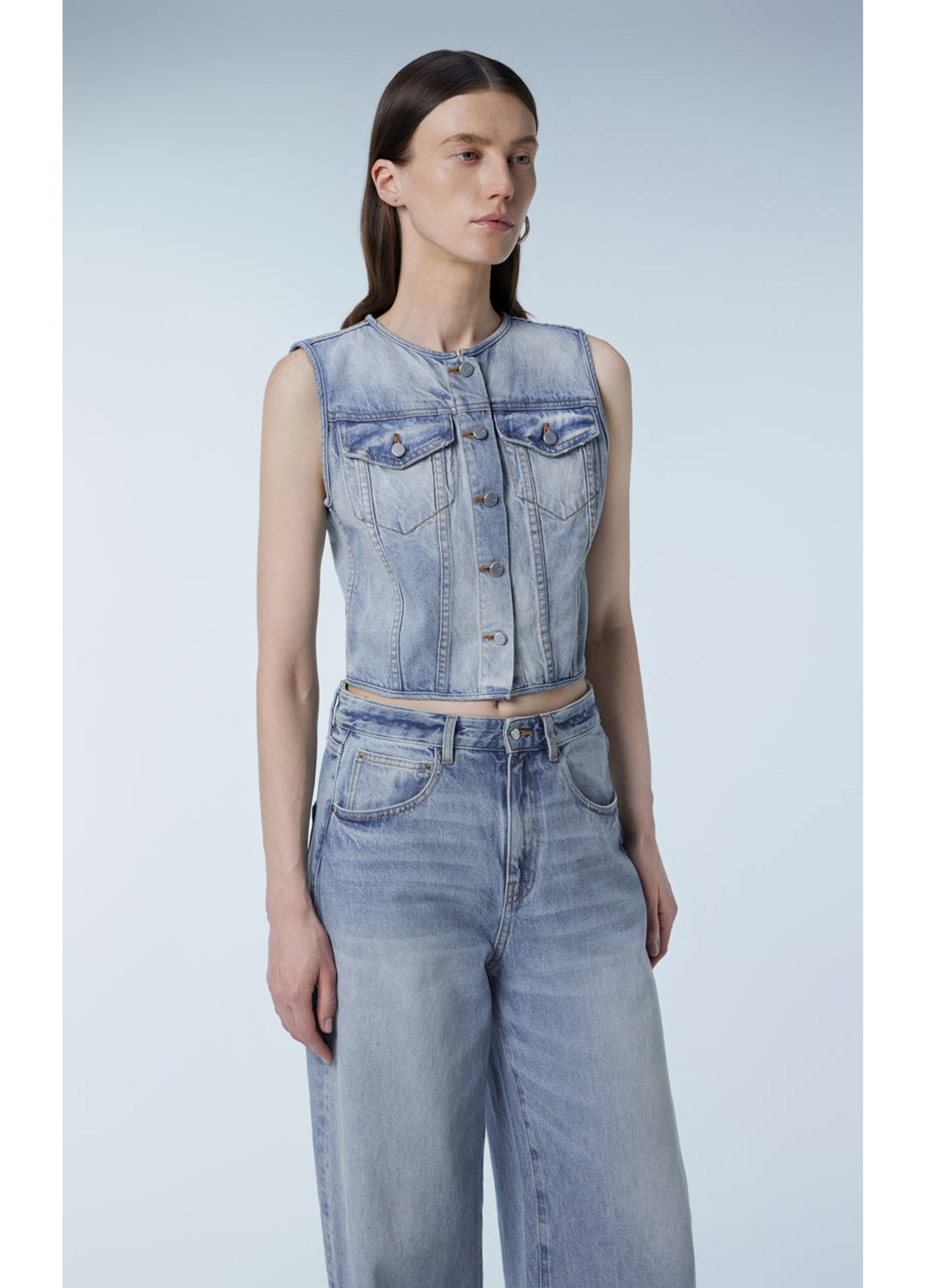 JNBY Cotton Croped Denim Vest