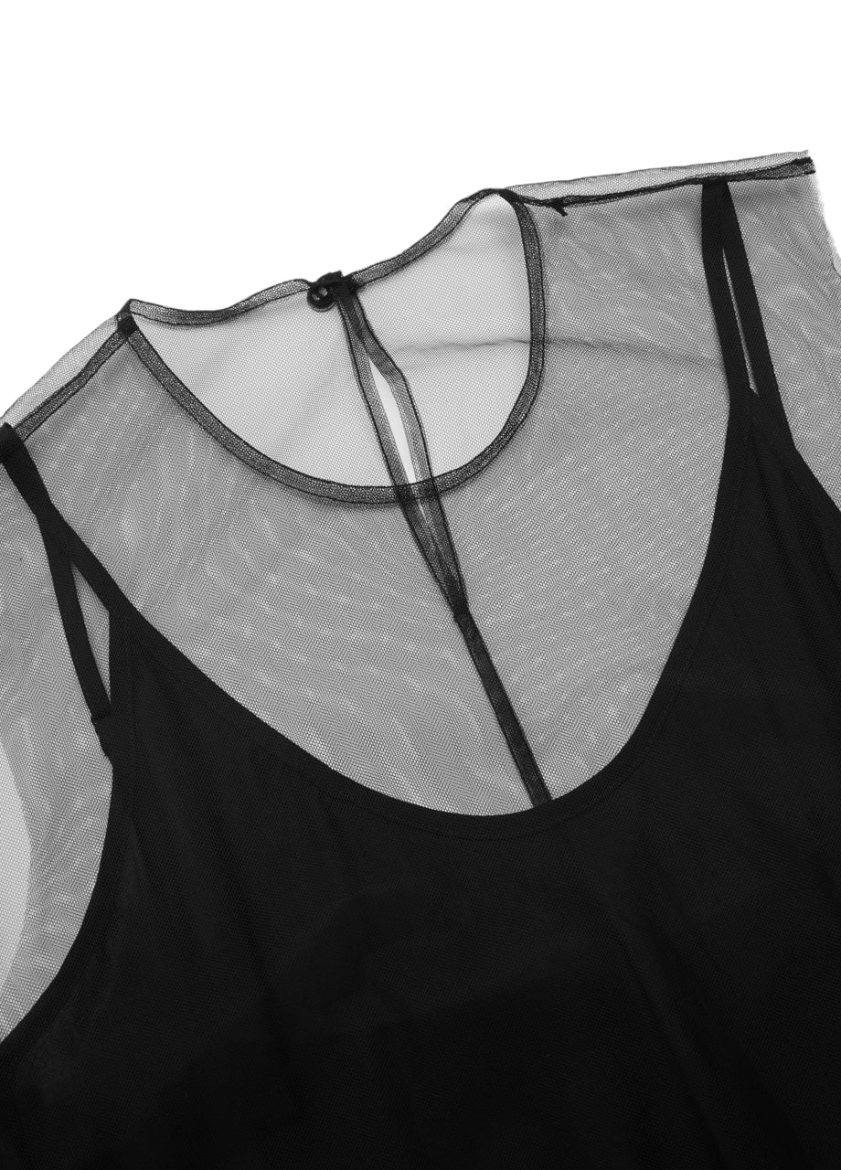 Front view of JNBY Sleeveless Dress highlighting its A-shaped silhouette