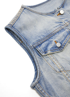 JNBY Cotton Croped Denim Vest